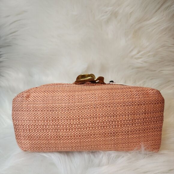 Ted Baker Pink Poppy Golden Rose Flower Woven Evening Bag Top Handle Crossbody - Picture 6 of 10